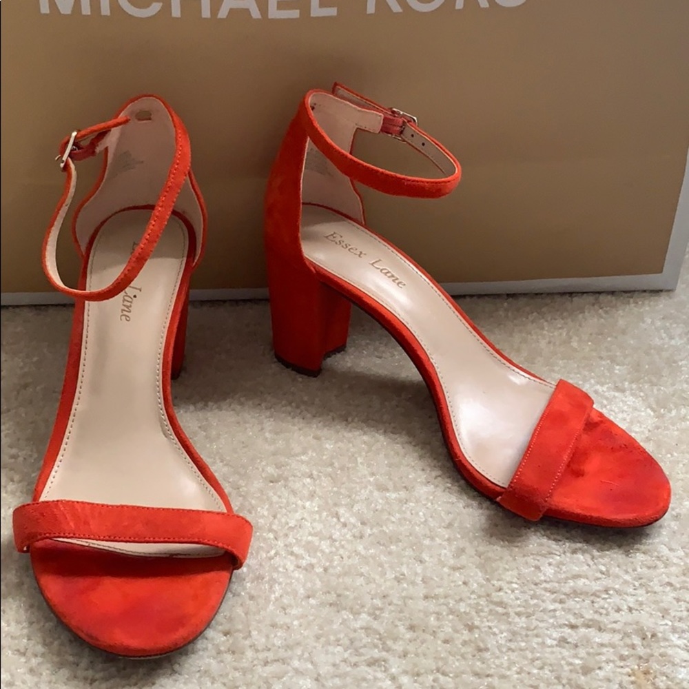 Essex Lane Red Suede Block Heels